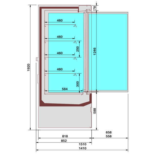 Vitrine murale réfrigérée froid positif portes battantes largeur 2m PML20-H5 – Image 3