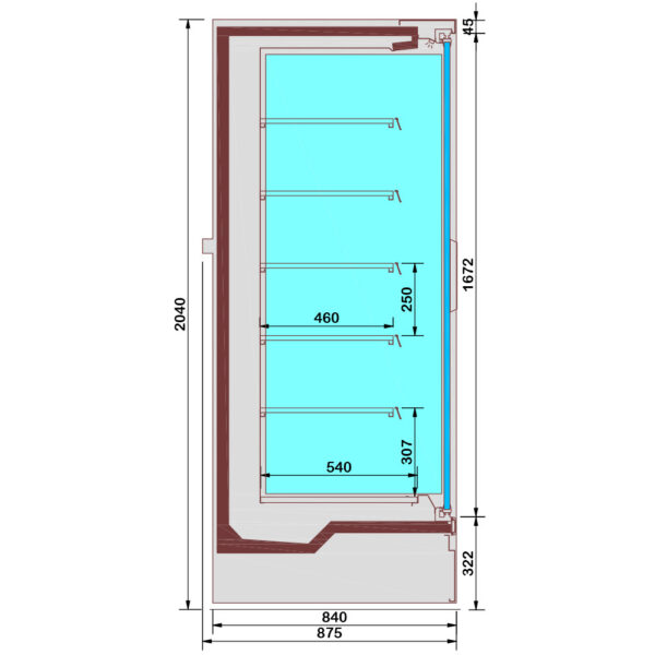 Vitrine murale réfrigérée froid positif 4 portes largeur 2.56m RNP26-U5 – Image 2