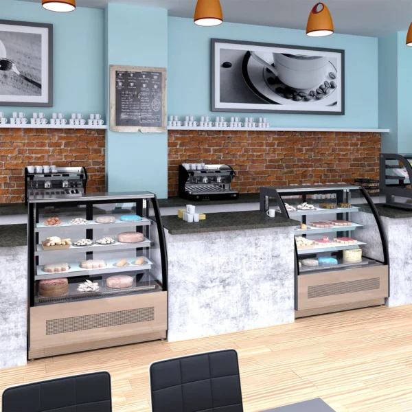 Comptoir réfrigéré de Boulangerie Pâtisserie vitre courbe Largeur 1.20m LPD1200C/BLACK – Image 3