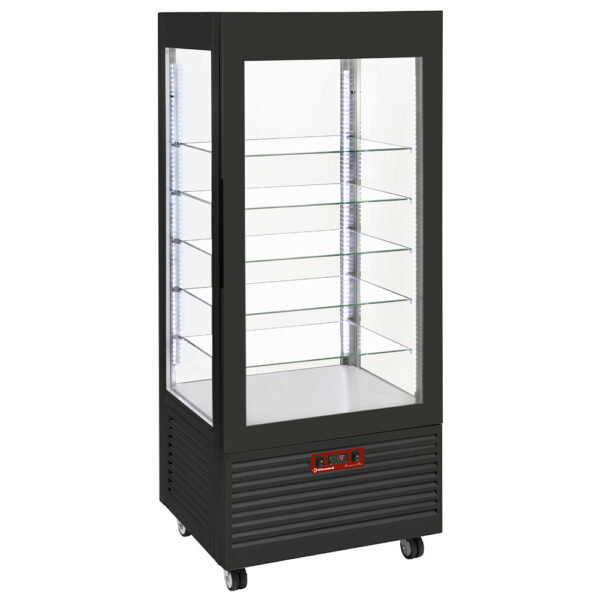Vitrine pâtissière négative 4 faces vitrées 480LT noire INN/VB-B9-R2 – Image 3