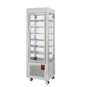 Vitrine pâtissière négative 4 faces vitrées 360LT inox SNE/GB-A5-R2