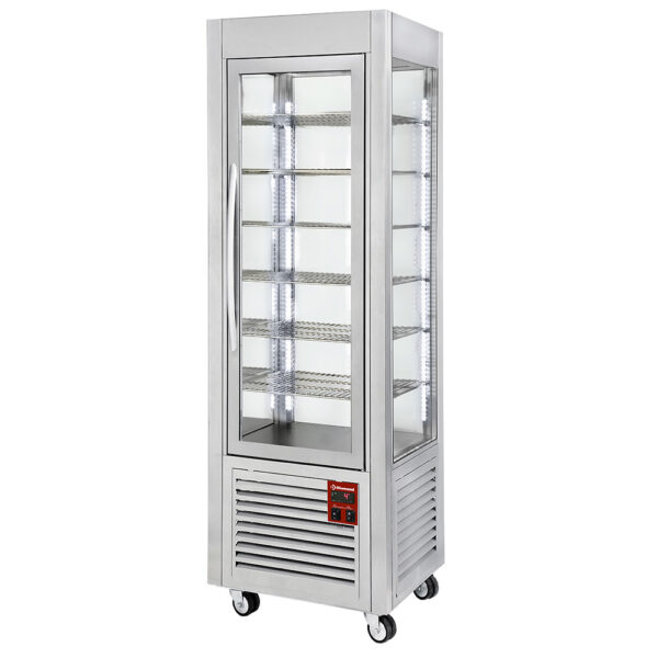 Vitrine pâtissière négative 4 faces vitrées 360LT inox SNE/GB-A5-R2 – Image 4
