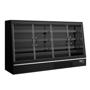 Vitrine libre service semi verticale largeur 2.58m Galaxy+ GPL26FGD Black