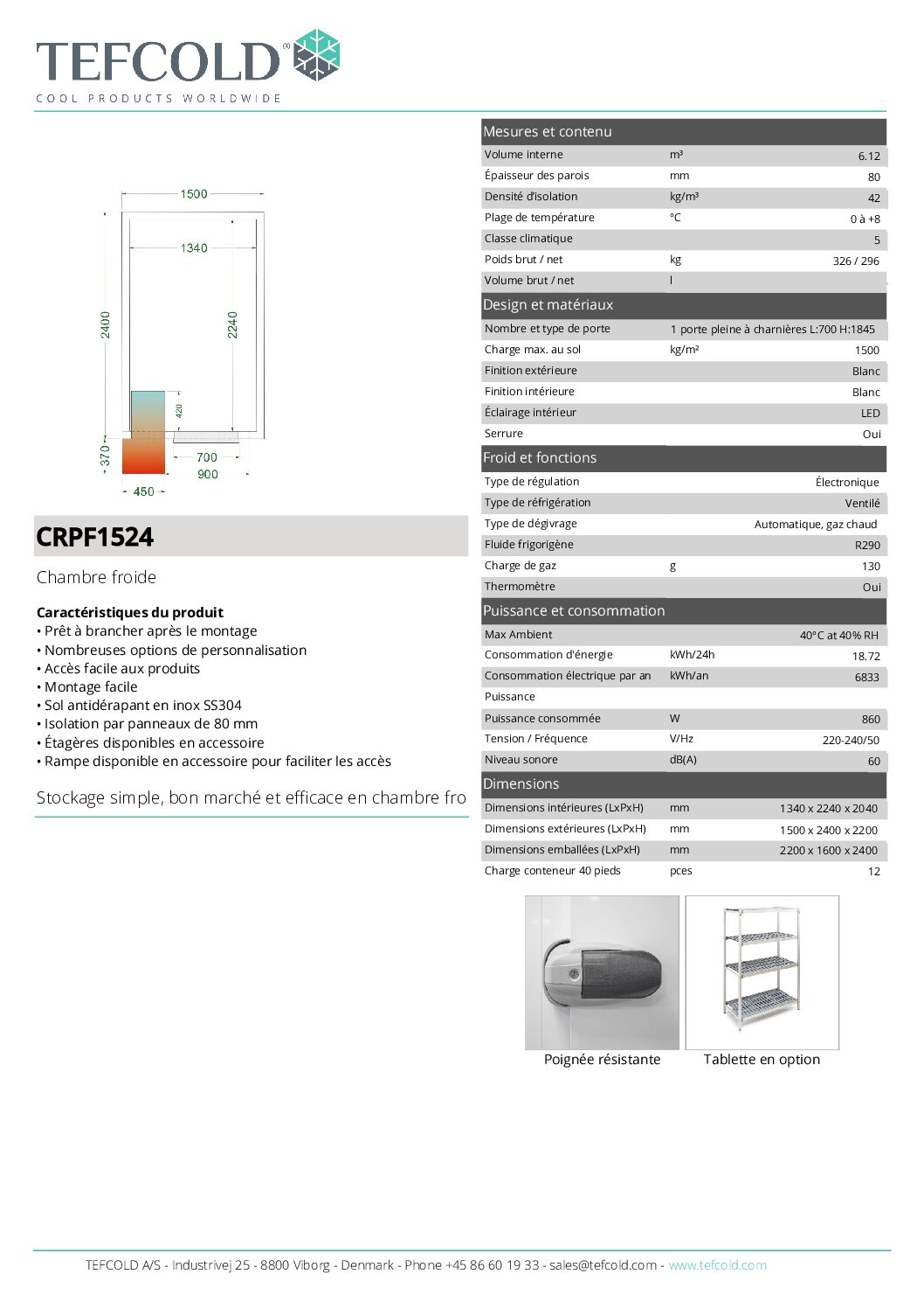 Chambre froide positive 6.12m3 CRPF1524 – Image 6