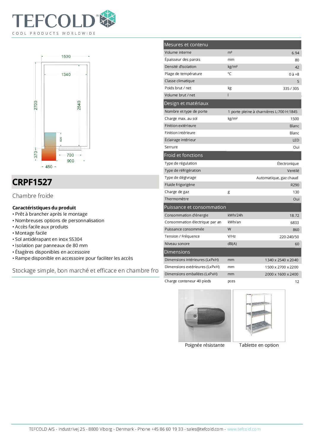 Chambre froide positive 6.94m3 CRPF1527 – Image 7