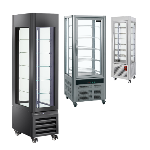 Découvrez toutes nos vitrines réfrigérées 4 faces vitrées négatives 