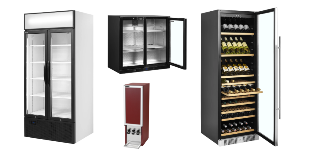 Meubles Réfrigérés à boissons: Distributeur de vins, frigo boissons, arrière de bar et cave à vins