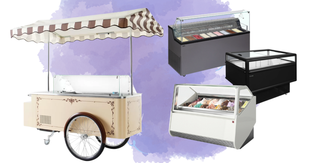 Comptoirs et vitrines à glaces professionnelles