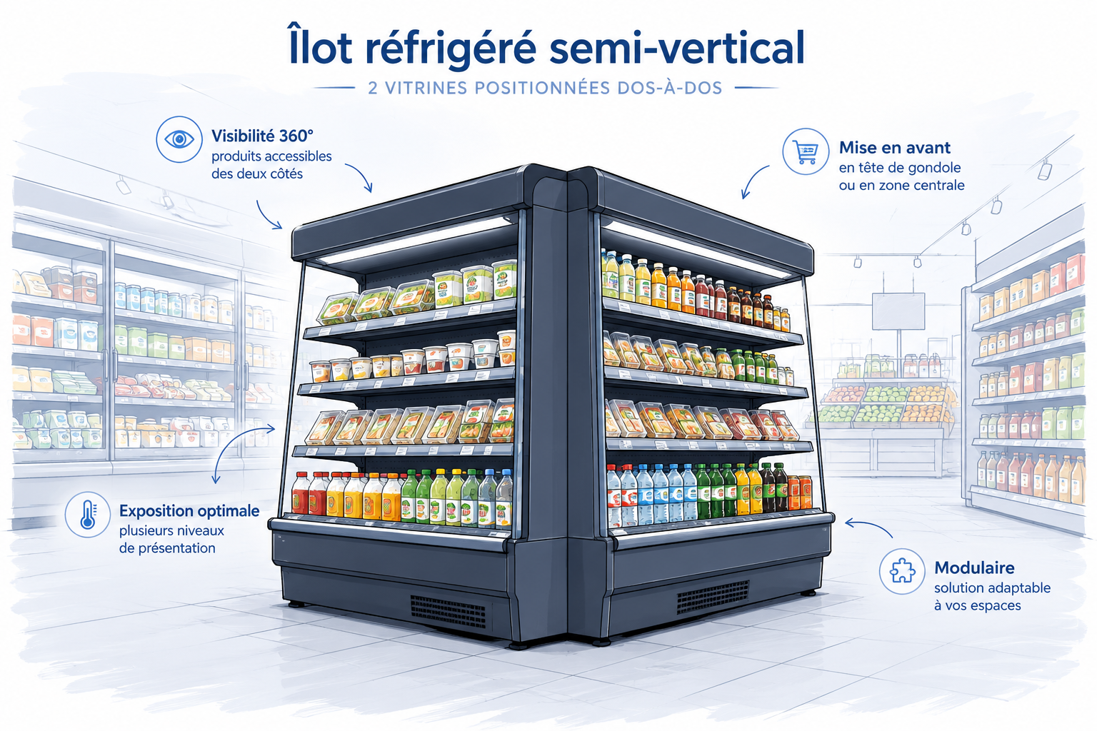 ïlot réfrigéré semi vertical libre service