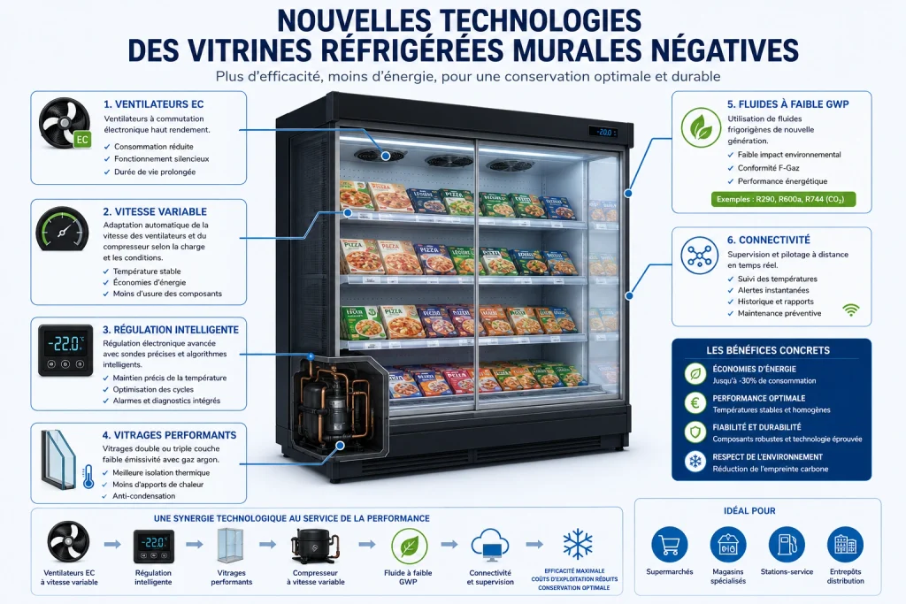 Nouvelles technologies des vitrines réfrigérées murales négatives