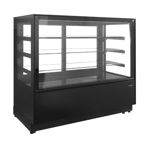 vitrine pâtisserie professionnelle. froid ventilé, 3 étagères, éclairage led, roulettes.