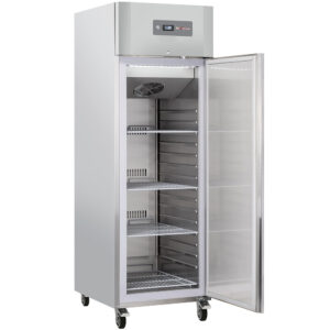 Armoire frigorifique ventilée 600 Lit. 1 porte GN 2/1, sur roues, 2 avec freins