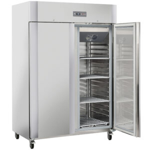 Armoire frigorifique ventilée 1200 Lit. 2 portes GN 2/1, sur roues, 2 avec freins